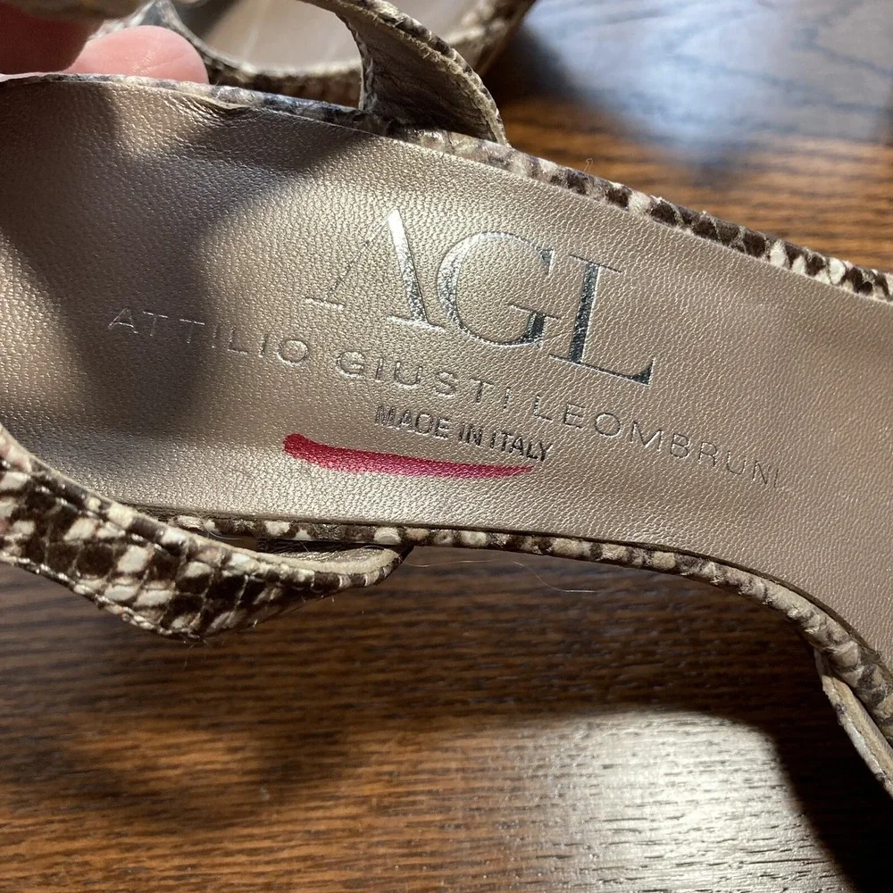 VTG AGL Attilio Giusti Leombruni Embossed Python Snakeskin Heel Women 7 38 Italy